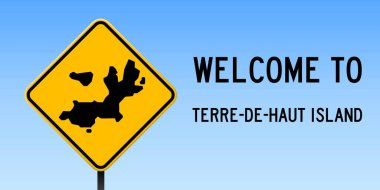 Terredehaut Adası ada harita üzerinde sarı ile yol işareti geniş posteri Terredehaut ada Haritası