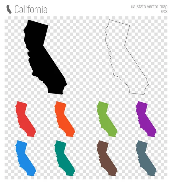 Californie carte haute détaillée Nous état silhouette icône Isolé Californie carte noire contour — Image vectorielle