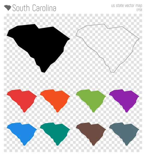 South Carolina wysoko szczegółowe mapy nas Państwo sylwetka ikona na białym tle South Carolina czarny mapę — Wektor stockowy