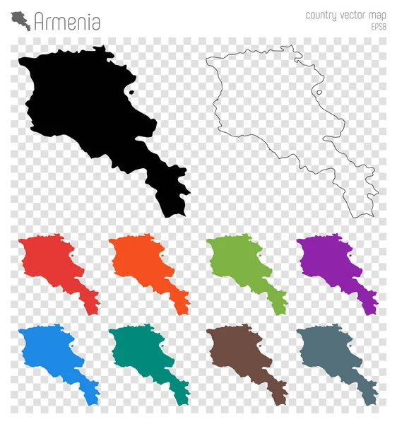 Armenia mapa detallado alto icono de silueta de país Armenia aislado contorno del mapa negro Vector — Vector de stock