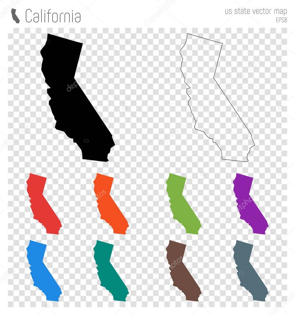 California high detailed map Us state silhouette icon Isolated California black map outline