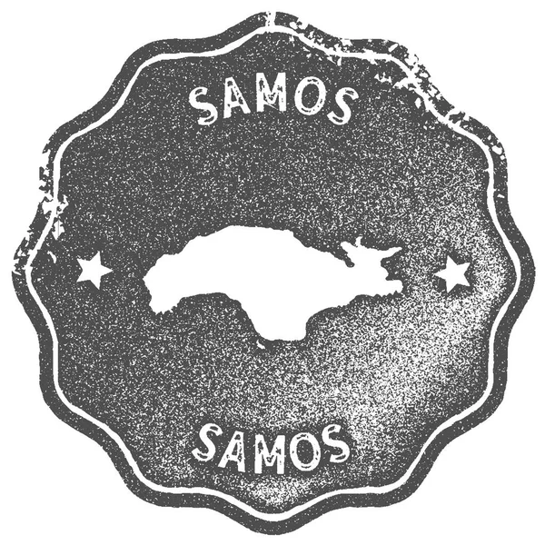 Samos mapa sello vintage Estilo retro etiqueta hecha a mano insignia o elemento para recuerdos de viaje Gris — Vector de stock
