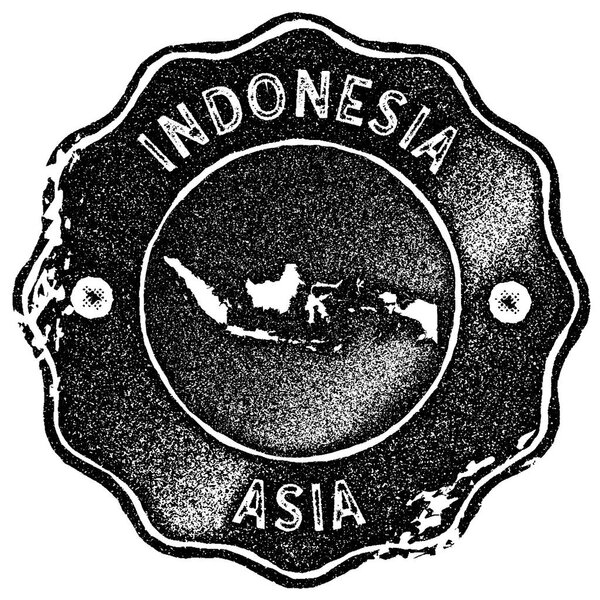 Карта Индонезии винтажная марка Ретро стиль этикетки ручной работы знак или элемент для путешествий сувениры
