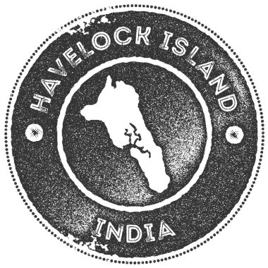 Havelock ada harita vintage damga Retro tarzı el yapımı etiketi rozet veya seyahat için öğe