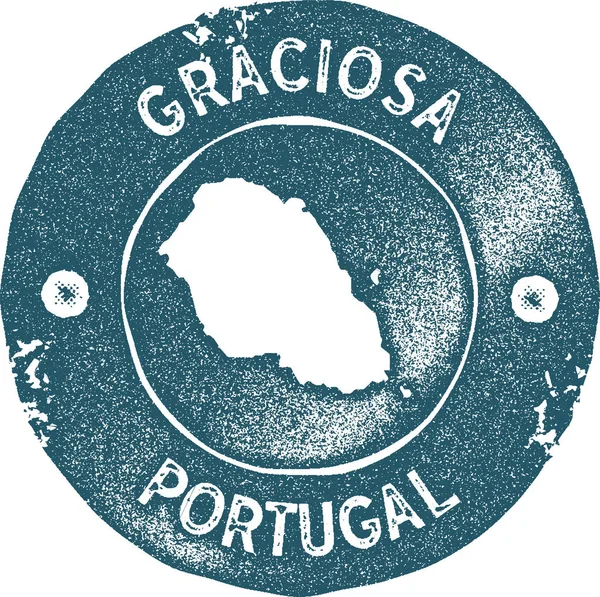 Graciosa mapa carimbo do vintage Etiqueta artesanal estilo retro emblema ou elemento para lembranças de viagem Azul — Vetor de Stock