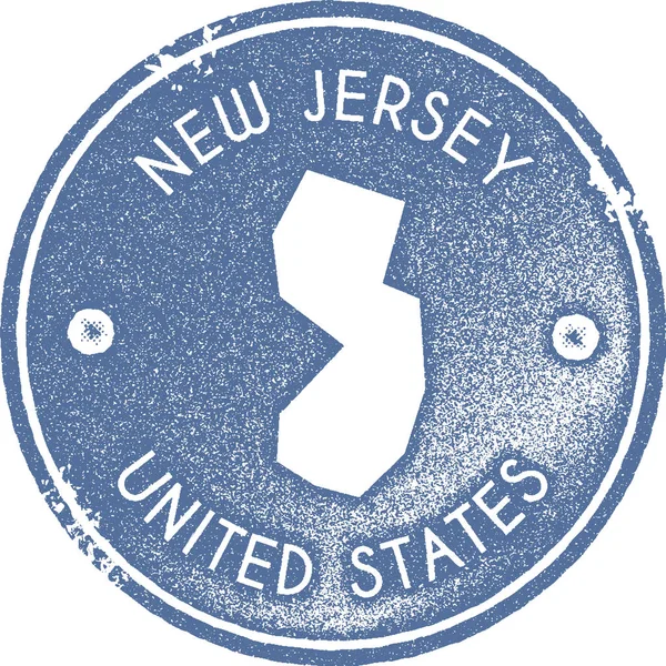 Carte du New Jersey timbre vintage Style rétro étiquette à la main insigne ou élément pour souvenirs de voyage — Image vectorielle