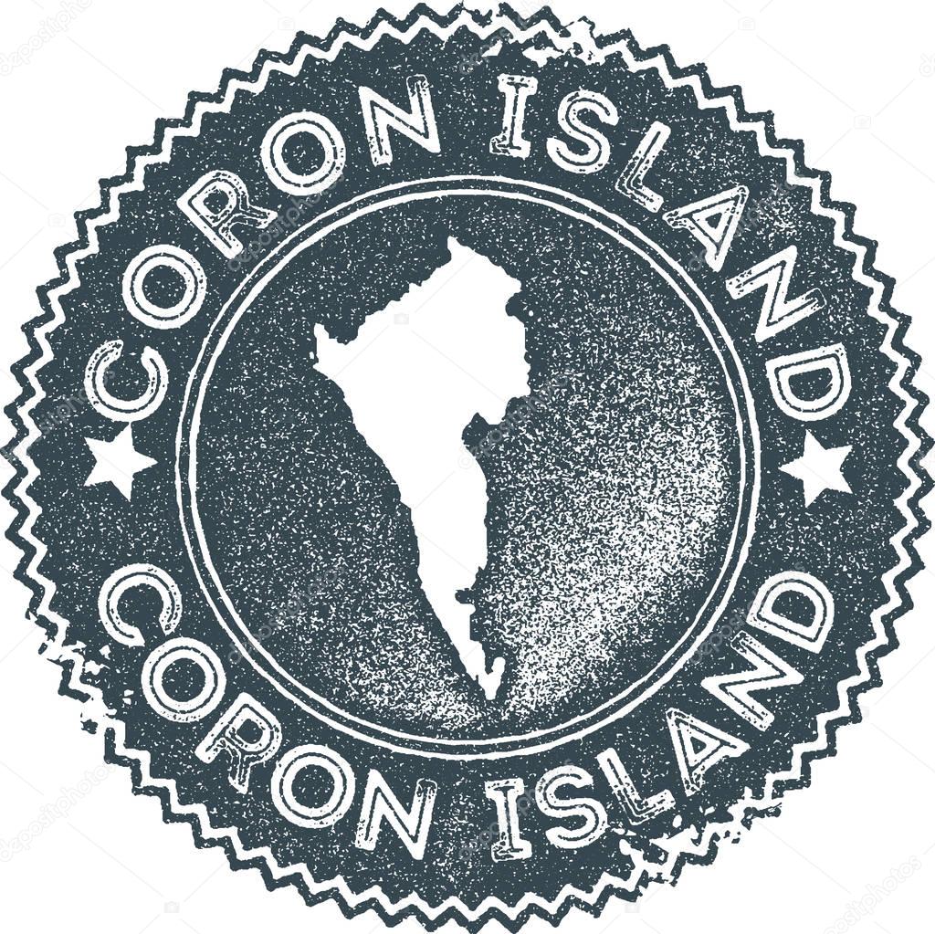 Coron Island map vintage stamp Retro style handmade label badge or element for travel souvenirs