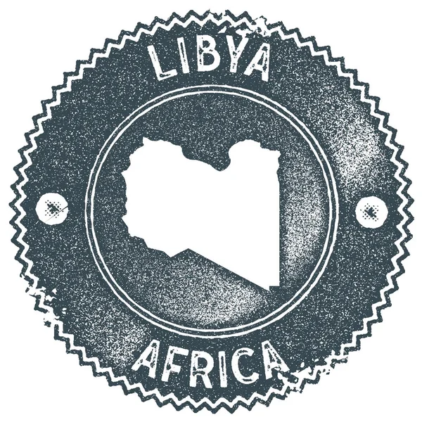 Mapa Libia sello vintage Estilo retro etiqueta hecha a mano insignia o elemento para recuerdos de viaje oscuro — Archivo Imágenes Vectoriales