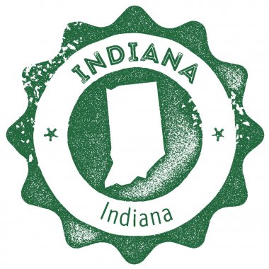 Indiana harita vintage damga Retro tarzı el yapımı etiket rozet veya öğe seyahat Hediyelik karanlık