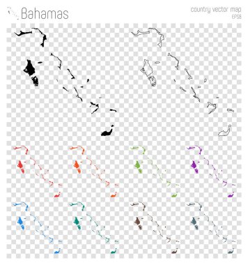 Bahamalar yüksek Detaylı harita ülke siluet simge izole Bahamalar siyah harita anahat vektör