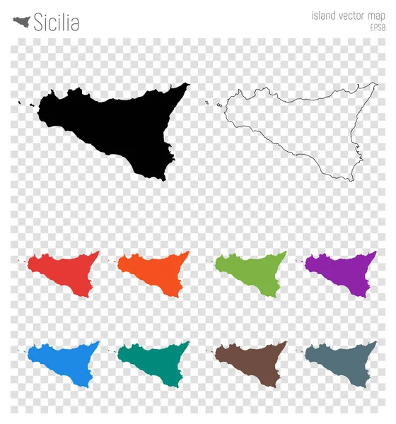 Силуэт острова Изолированная Сицилия черная карта Вектор — стоковый вектор