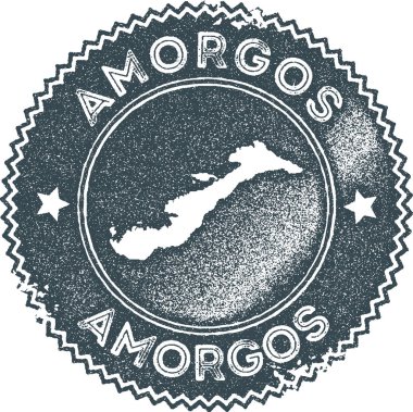 Amorgos vintage damga Retro tarzı el yapımı etiketi rozet veya seyahat Hediyelik karanlık öğe eşleme