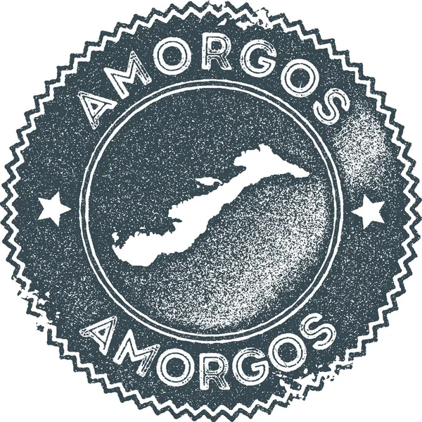 Amorgos mapa sello vintage Estilo retro etiqueta hecha a mano insignia o elemento para recuerdos de viaje oscuro — Vector de stock