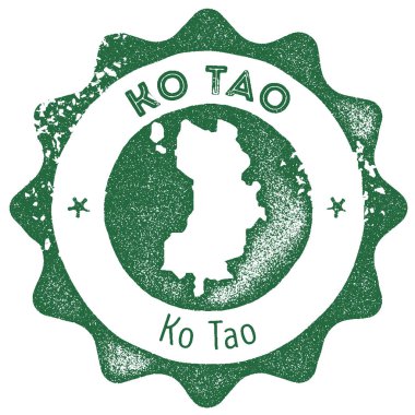 Ko Tao harita vintage damga Retro tarzı el yapımı etiket rozet veya öğe seyahat Hediyelik karanlık