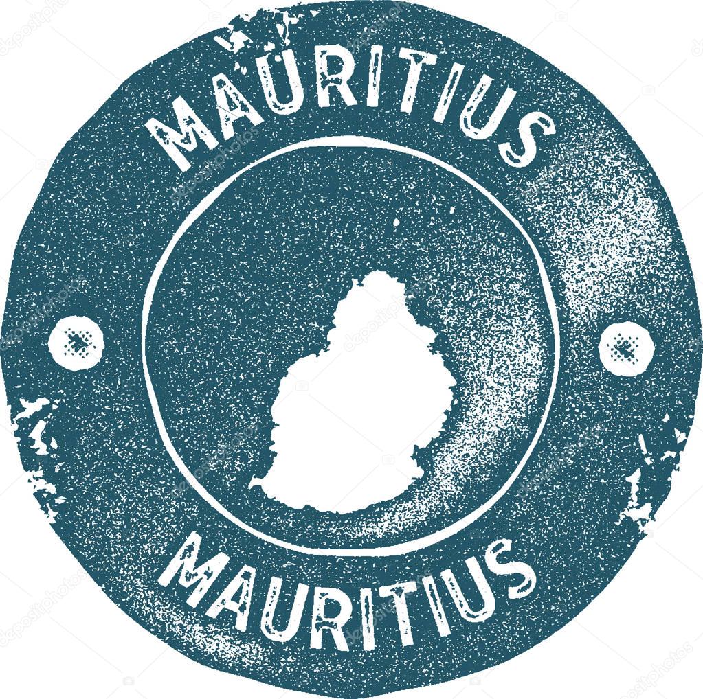Mauritius map vintage stamp Retro style handmade label badge or element for travel souvenirs Blue