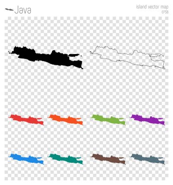 Java yüksek Detaylı harita Adası siluet simge izole Java siyah harita anahat vektör