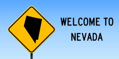 Nevada harita yol işareti geniş posteri ile Nevada bize devlet harita üzerinde sarı rhomb yol işaret vektör