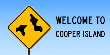 Cooper Adası ada harita üzerinde sarı rhomb yol işaret ile yol işareti geniş posteri Cooper ada Haritası