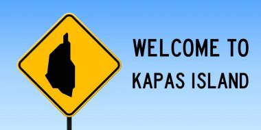 Kapas Adası ada harita üzerinde sarı rhomb yol işaret ile yol işareti geniş posteri Kapas ada Haritası