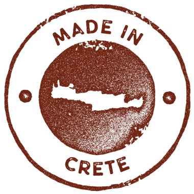 Crete harita vintage damgası Retro tarzı el yapımı etiketi rozet veya öğe için seyahat Hatıra Eşyası kırmızı