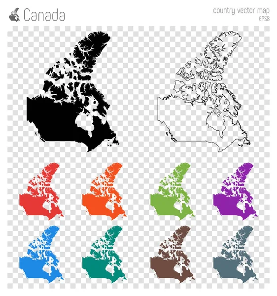 Canadá mapa detalhado alto País ícone silhueta Isolado Canadá mapa preto esboço Vector — Vetor de Stock