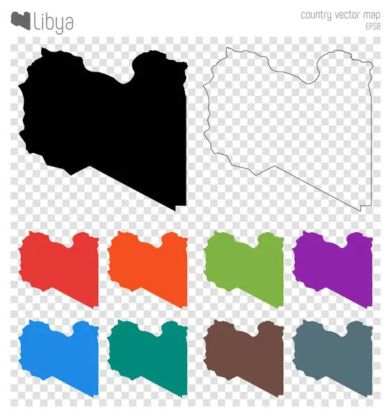 Mapa detallado alto Libia Icono de silueta de país Libia aislado contorno del mapa negro Vector — Vector de stock