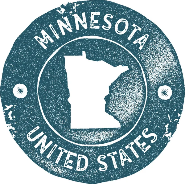 Minnesota map vintage stamp retro style handgemachtes Etikettenabzeichen oder Element für Reisesouvenirs blau — Stockvektor