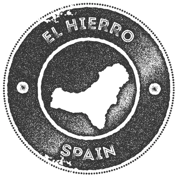 El Hierro mapa carimbo vintage Etiqueta artesanal estilo retro emblema ou elemento para lembranças de viagem Escuro — Vetor de Stock