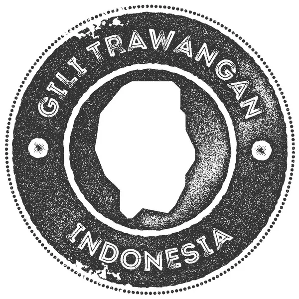 Gili Trawangan map vintage stamp Retro style handmade label badge or element for travel souvenirs — Stock Vector