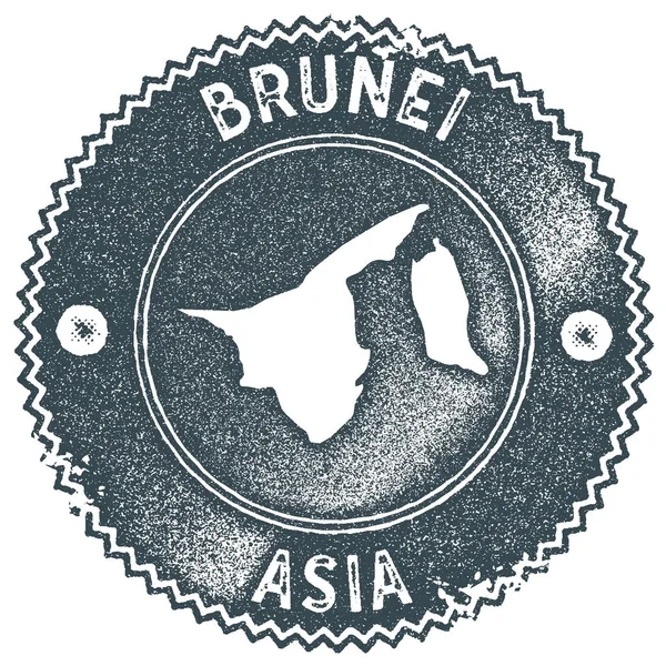 Brunei carte timbre vintage Style rétro étiquette à la main insigne ou élément pour souvenirs de voyage sombre — Image vectorielle