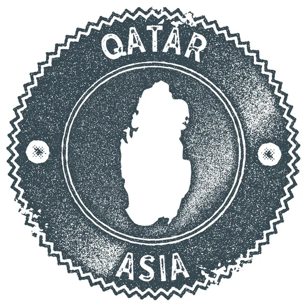 Qatar carte timbre vintage Style rétro étiquette à la main insigne ou élément pour souvenirs de voyage sombre — Image vectorielle