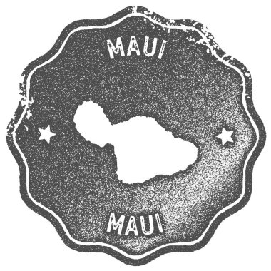 Maui harita vintage damgası Retro tarzı el yapımı etiketi rozet veya öğe için seyahat Hatıra Eşyası gri