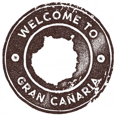 Gran Canaria harita vintage damgası Retro tarzı el yapımı etiketi rozet veya öğe seyahat Hediyelik eşyalar için