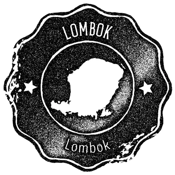 Sello Lombok mapa vintage Estilo retro etiqueta hecha a mano insignia o elemento para recuerdos de viaje Negro — Vector de stock