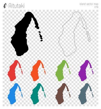 Aitutaki yüksek Detaylı harita Adası siluet simge izole Aitutaki siyah harita anahat vektör