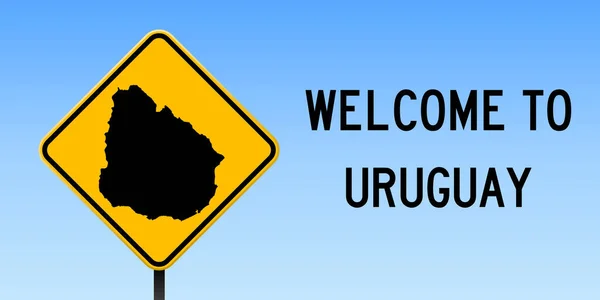 乌拉圭地图在路标宽海报与乌拉圭国家地图黄色菱形路标载体 — 图库矢量图片