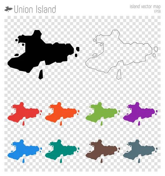 Детальная карта острова Юнион Остров Силуэт Изолированный Юнион Остров Черная карта — стоковый вектор