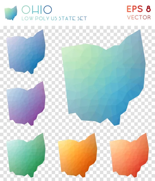 Ohio geometric polygonal maps mosaic style us state collection Fabuloso bajo estilo polivinílico moderno — Vector de stock