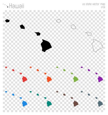 Hawaii yüksek Detaylı harita bize devlet siluet simge izole Hawaii siyah harita anahat vektör