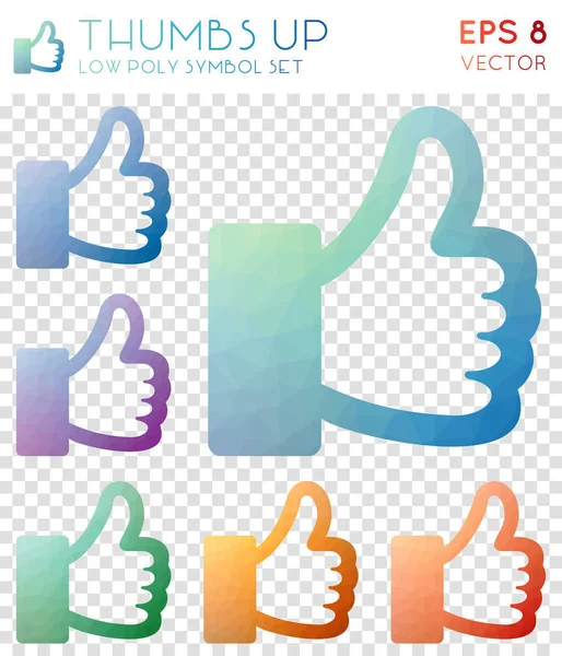 Thumbs up geometric polygonal icons Bold mosaic style symbol collection Overwhelming low poly