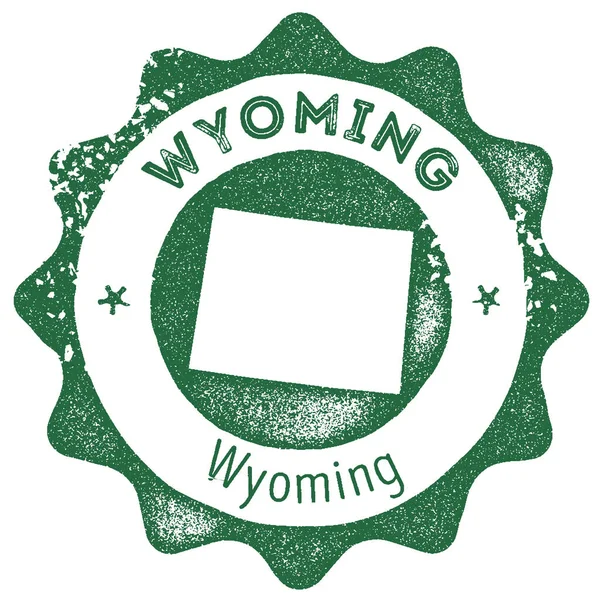 Wyoming map vintage stamp Retro style handmade label badge or element for travel souvenirs Dark — Stock Vector