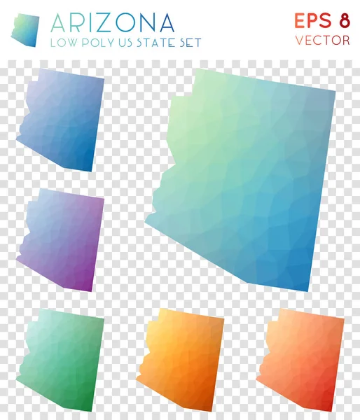 Stil bize koleksiyonu Bewitching düşük Poli tarzı devlet Arizona geometrik poligonal haritalar Mozaik — Stok Vektör