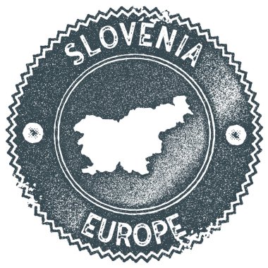 Slovenya harita vintage damga Retro tarzı el yapımı etiket rozet veya öğe seyahat Hediyelik karanlık
