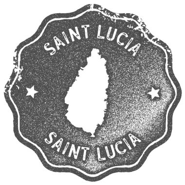 Saint Lucia Haritası vintage damgası Retro tarzı el yapımı etiketi rozet veya öğe seyahat Hediyelik eşyalar için