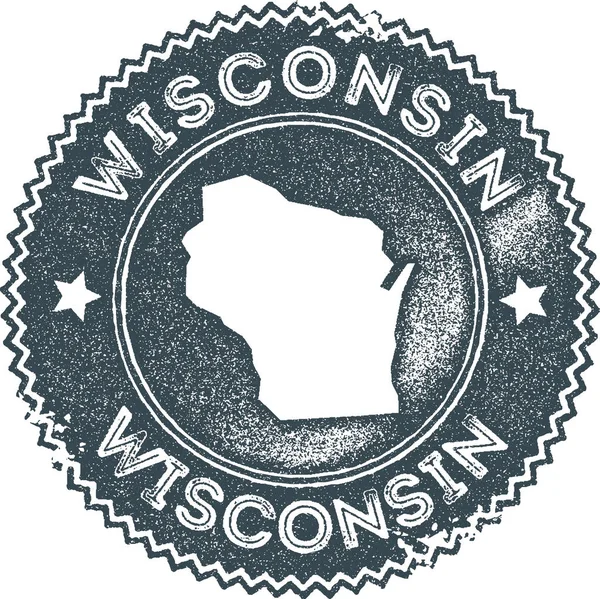 Wisconsin mapa razítko vintage Retro styl ruční označení odznak nebo element pro cestování suvenýry Dark — Stockový vektor