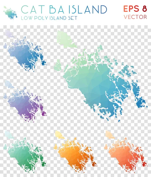 Cat Ba Island mapas poligonais geométricos estilo mosaico ilha coleção Nice low poly estilo moderno — Vetor de Stock