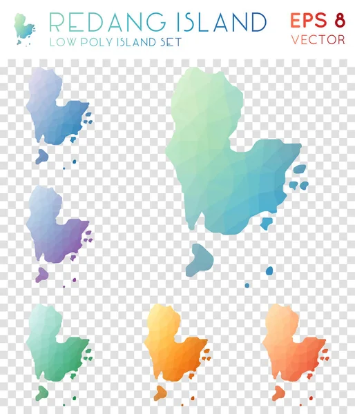 Redang Island mapas poligonais geométricos estilo mosaico ilha coleção lindo estilo baixo poli — Vetor de Stock