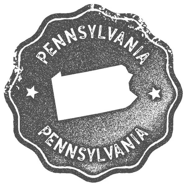 Pennsylvania mappa timbro vintage stile retrò distintivo etichetta fatta a mano o elemento per souvenir di viaggio — Vettoriale Stock