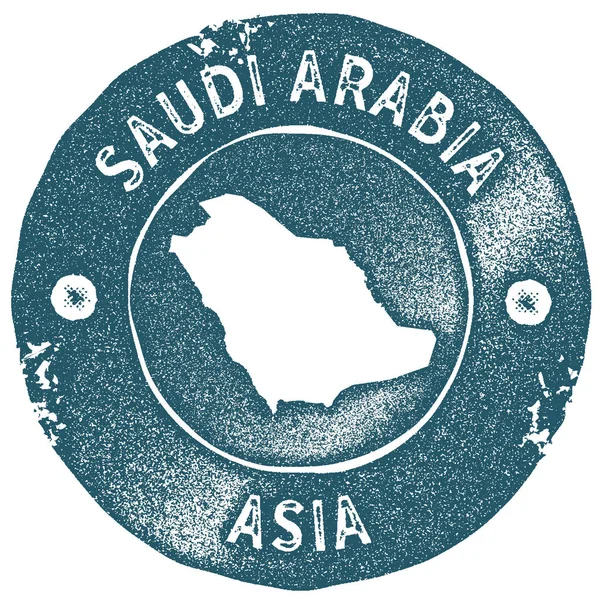 Mapa de Arabia Saudita sello vintage Etiqueta hecha a mano estilo retro Arabia Saudita insignia o elemento para viajar — Archivo Imágenes Vectoriales