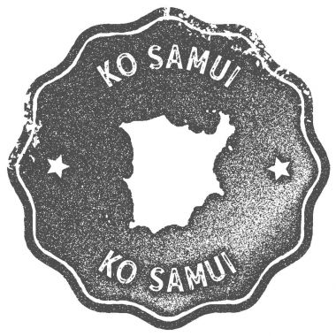Ko Samui harita vintage damgası Retro tarzı el yapımı etiketi rozet veya öğe seyahat Hediyelik gri